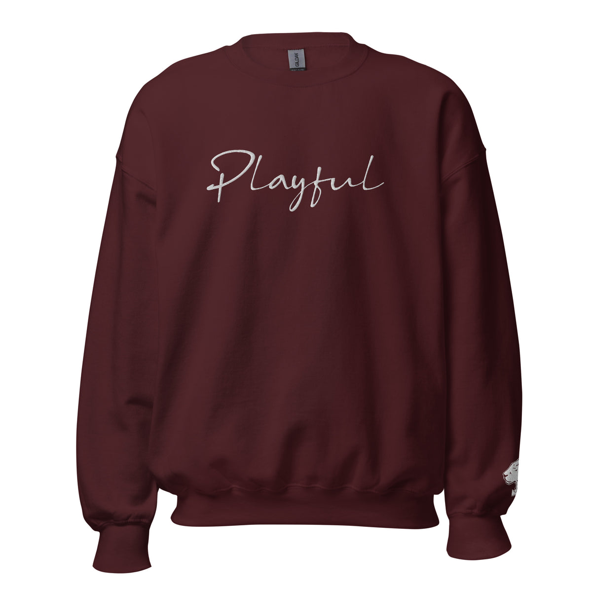 Playful White Embroidered Signature (Unisex) Sweatshirt