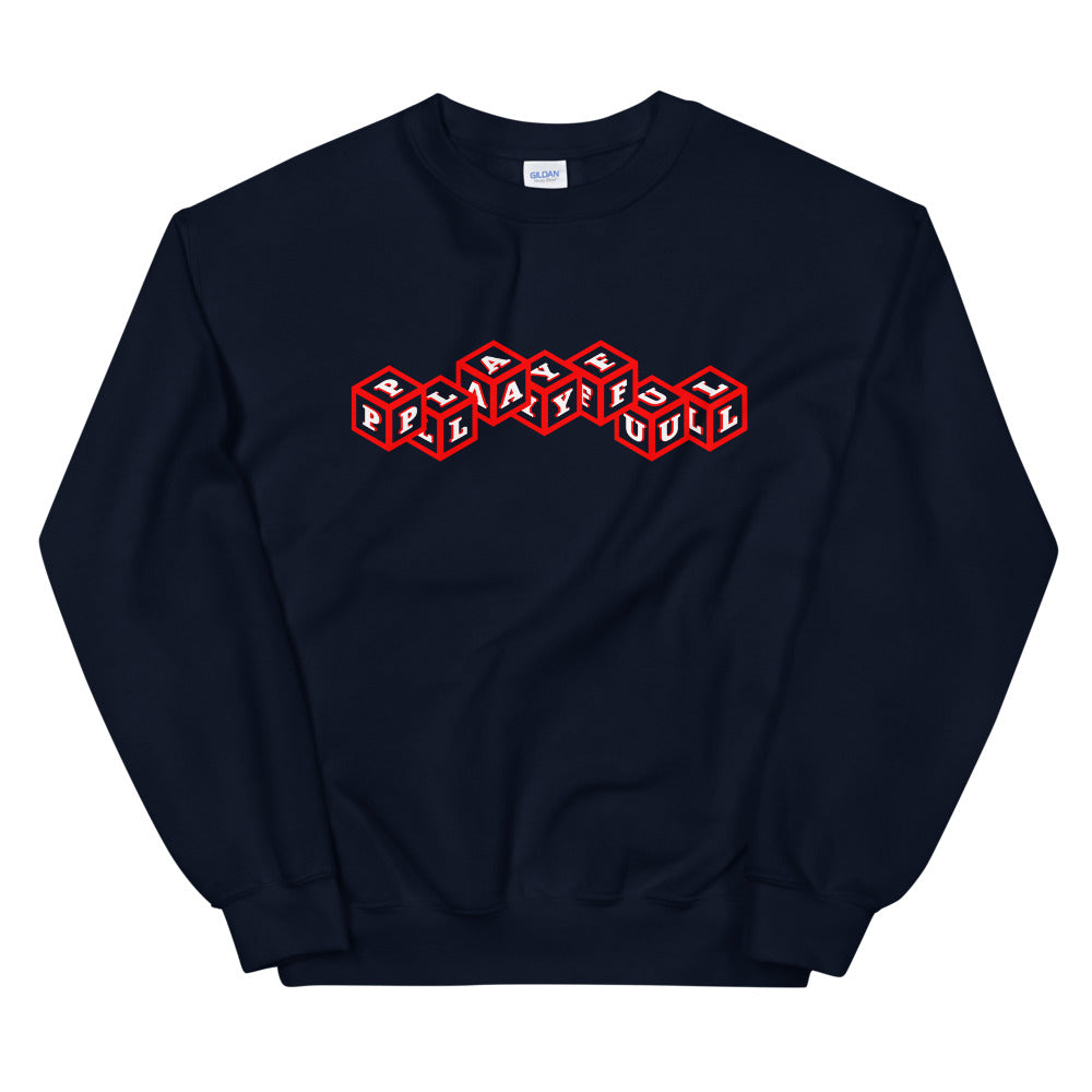 Playful 3D 3x Playful Red & White (Unisex) Sweatshirt