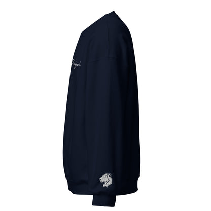 Playful White Embroidered Signnature (Unisex) Sweatshirt