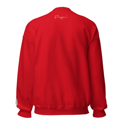 Playful White Embroidered Signature (Unisex) Sweatshirt
