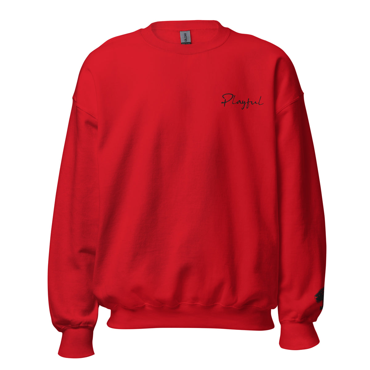 Playful Black Embroidered Signature (Unisex) Sweatshirt