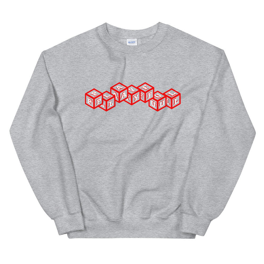 Playful 3D 3x Playful Red & White (Unisex) Sweatshirt