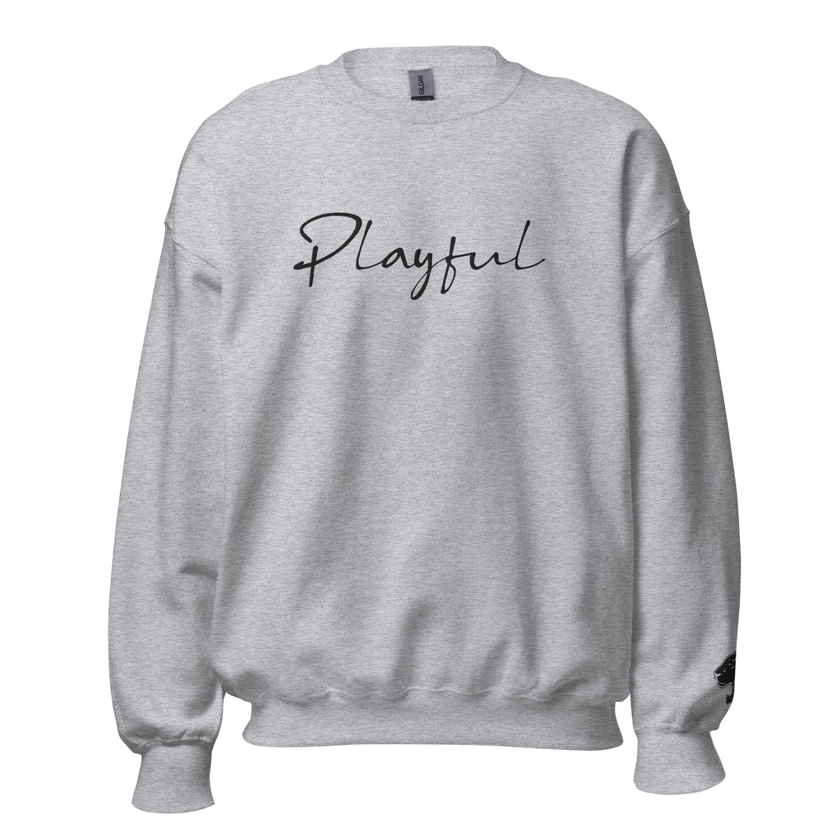 Playful Black Embroidered Signature (Unisex) Sweatshirt