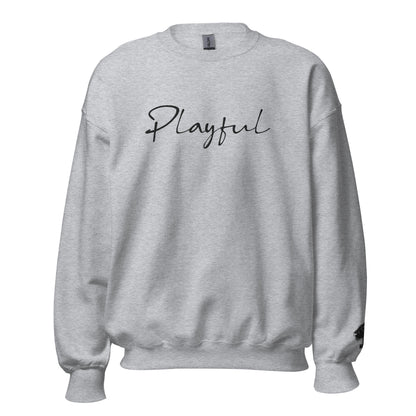 Playful Black Embroidered Signature (Unisex) Sweatshirt
