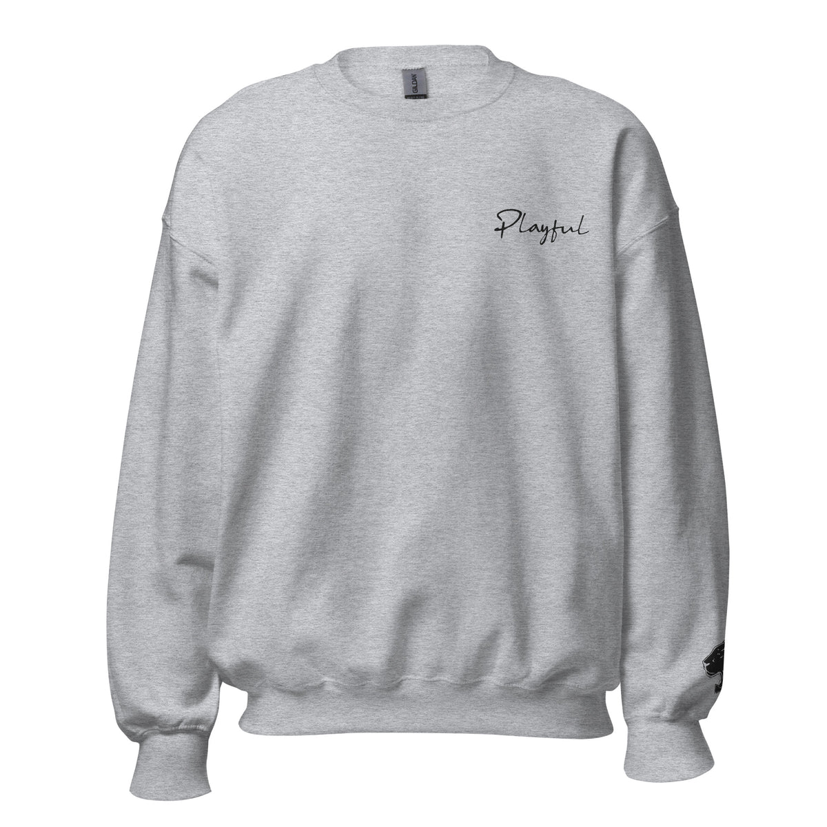 Playful Black Embroidered Signature (Unisex) Sweatshirt