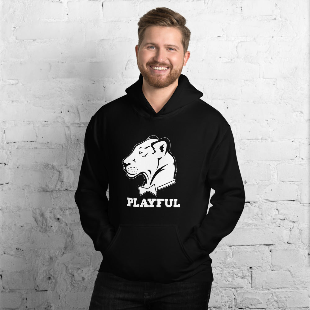Playful Solid White Logo (Unisex) Hoodie