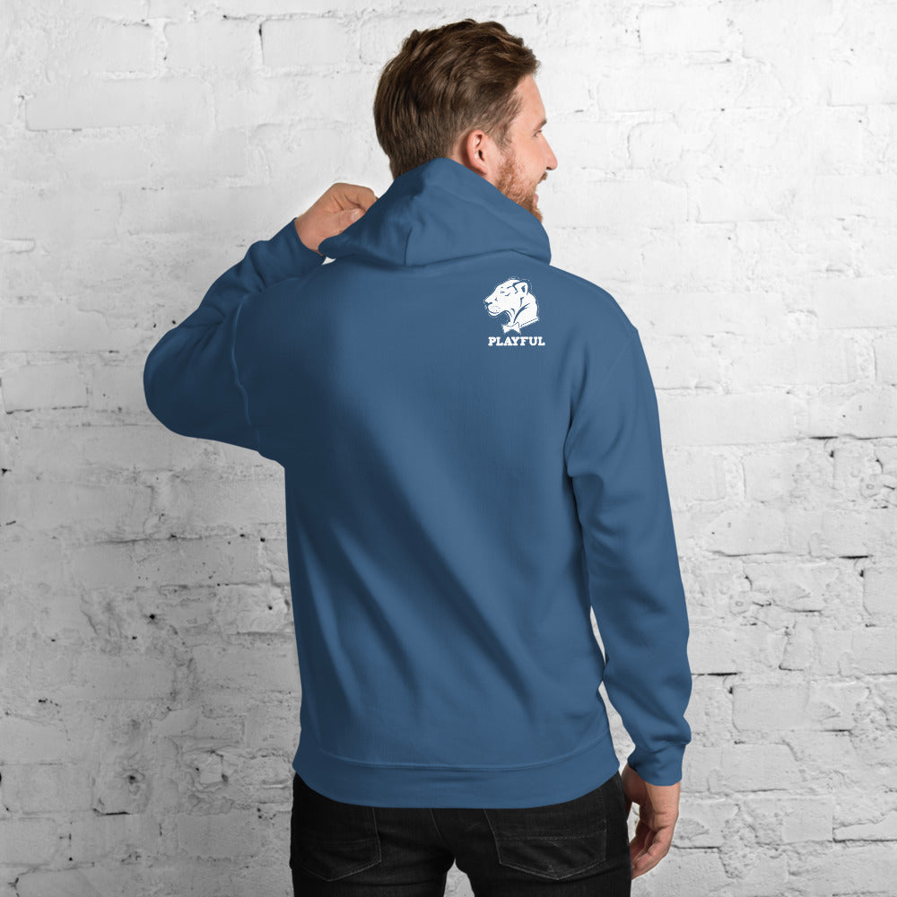Playful Solid White Logo (Unisex) Hoodie
