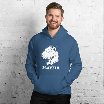 Playful Solid White Logo (Unisex) Hoodie