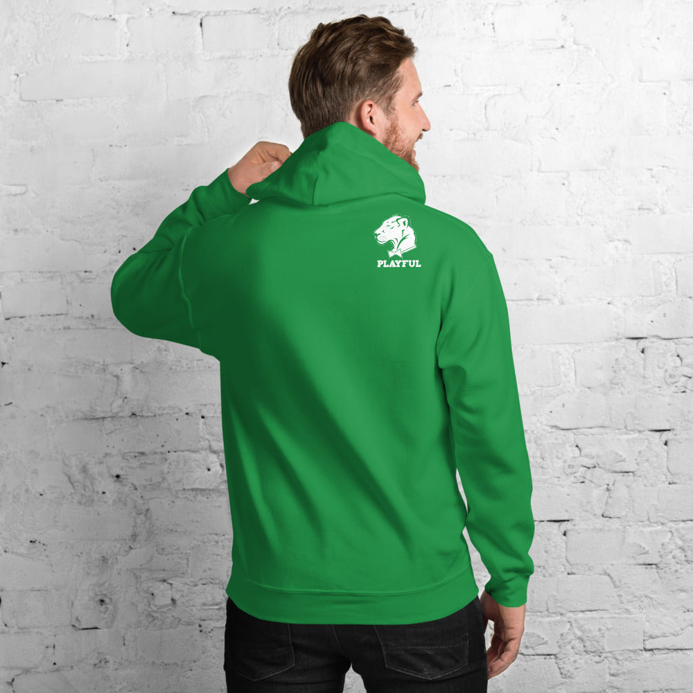 Playful Solid White Logo (Unisex) Hoodie