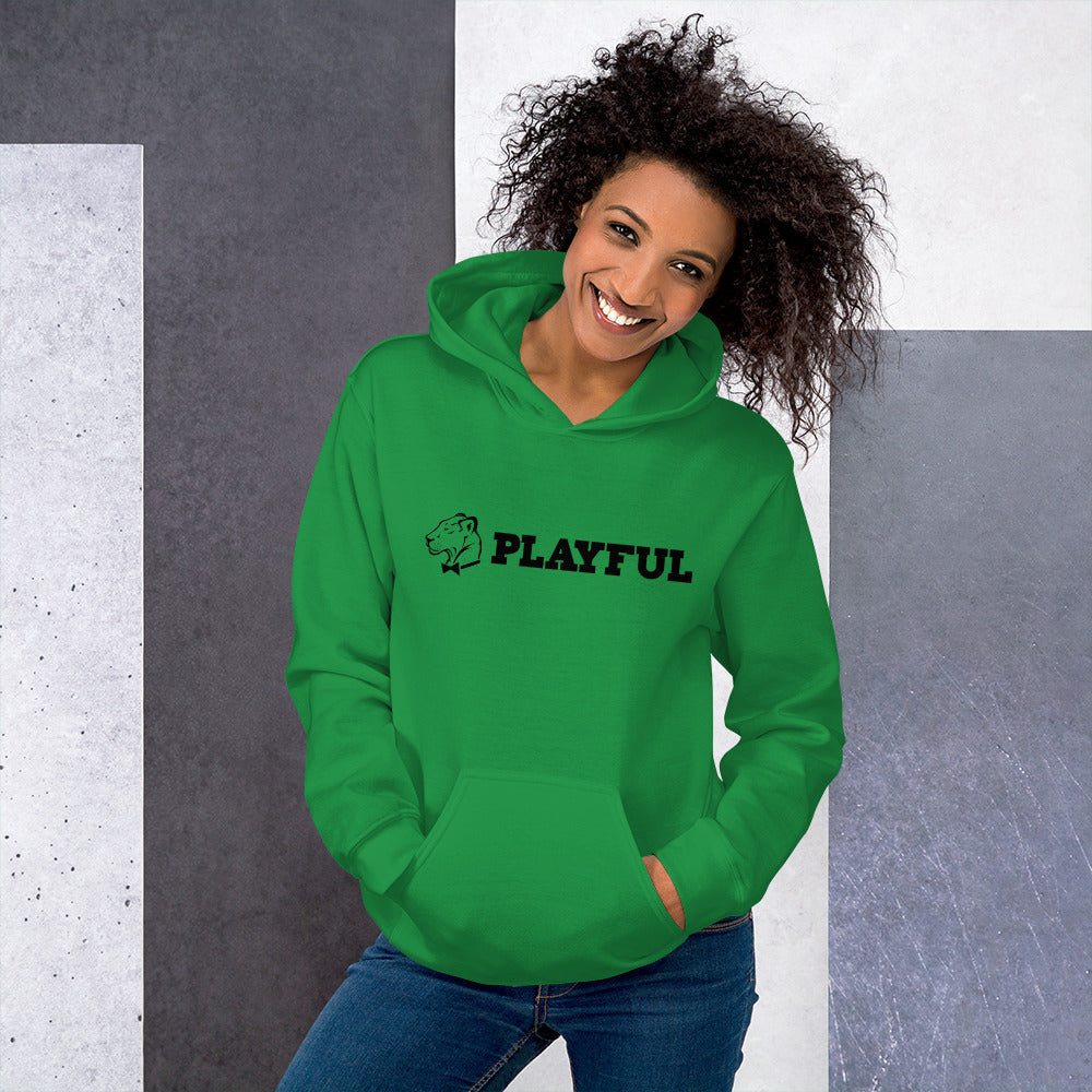 Playful Black Aligned Logo (Unisex) Hoodie