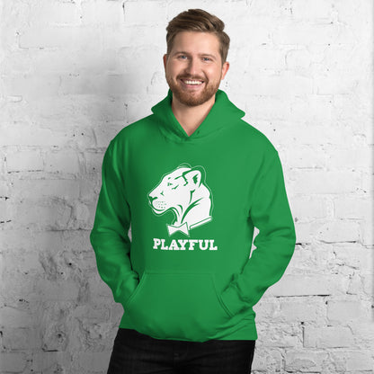 Playful Solid White Logo (Unisex) Hoodie