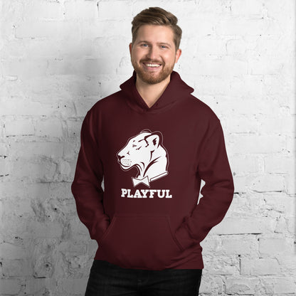 Playful Solid White Logo (Unisex) Hoodie