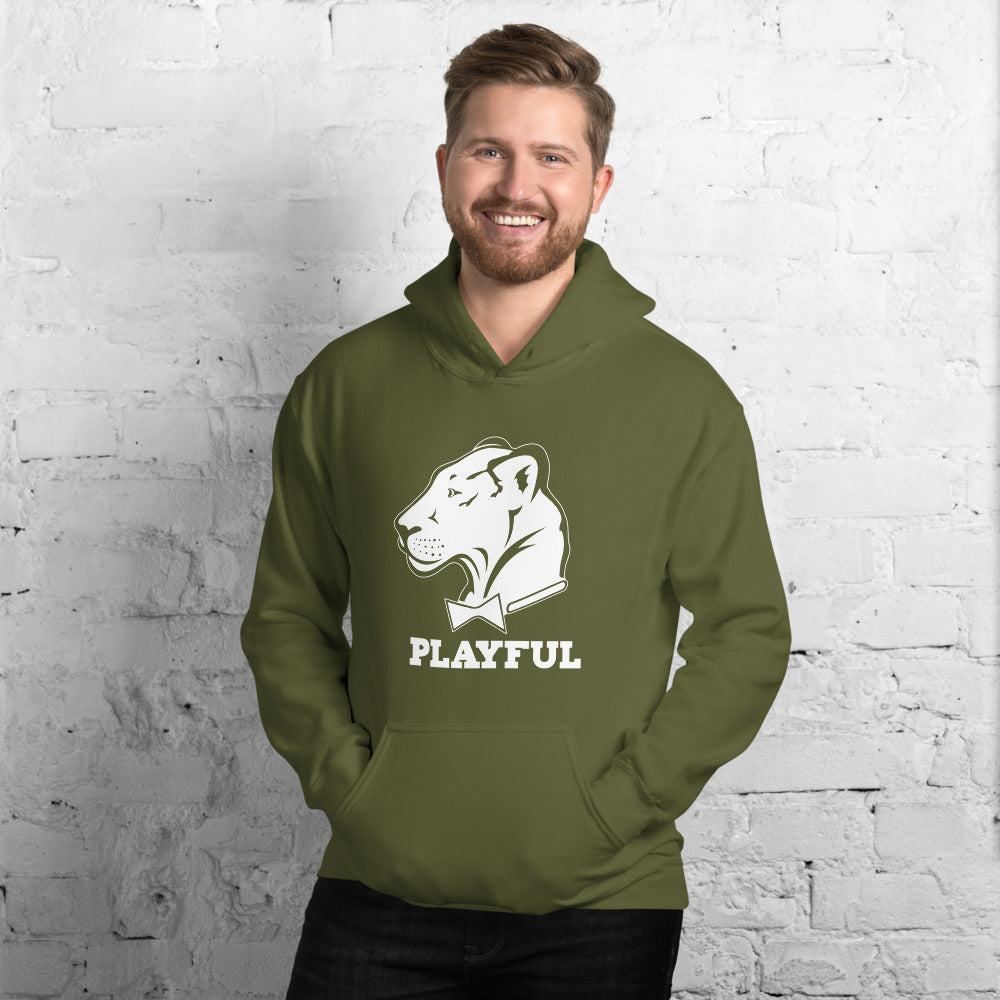 Playful Solid White Logo (Unisex) Hoodie
