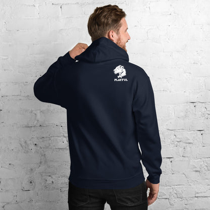 Playful Solid White Logo (Unisex) Hoodie