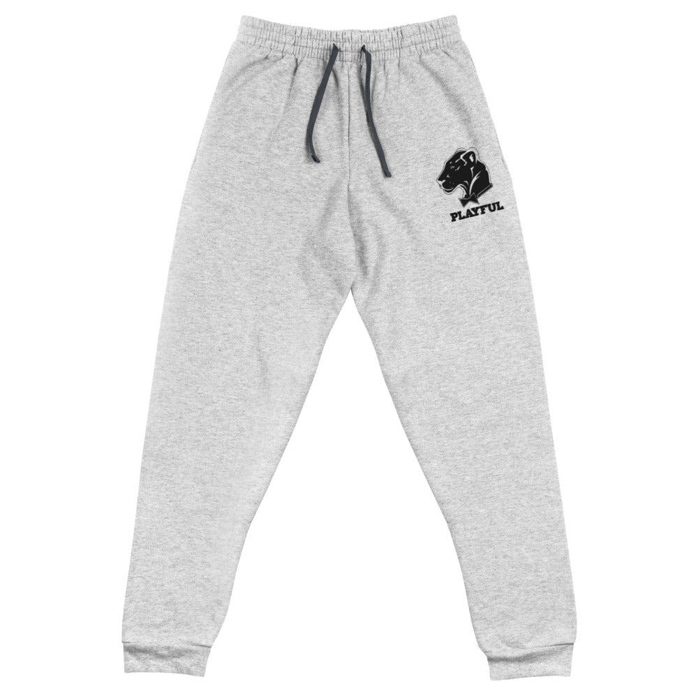 Playful Black Embroidered Logo (Unisex) Joggers