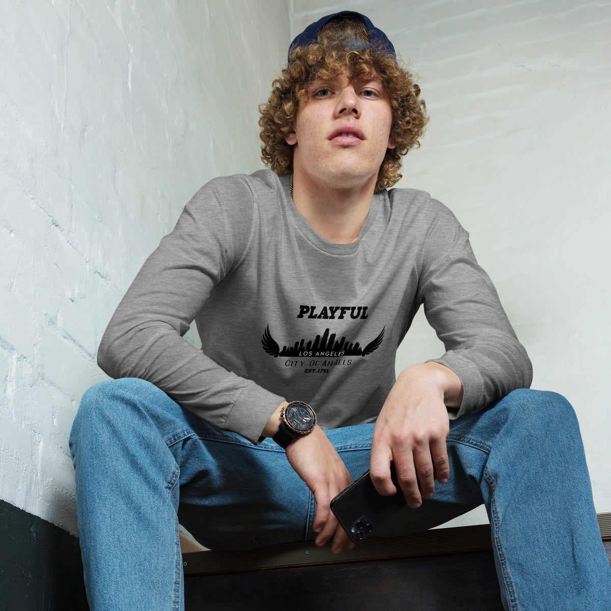 Playful Los Angeles City of Angels (Unisex) Long Sleeve Tee