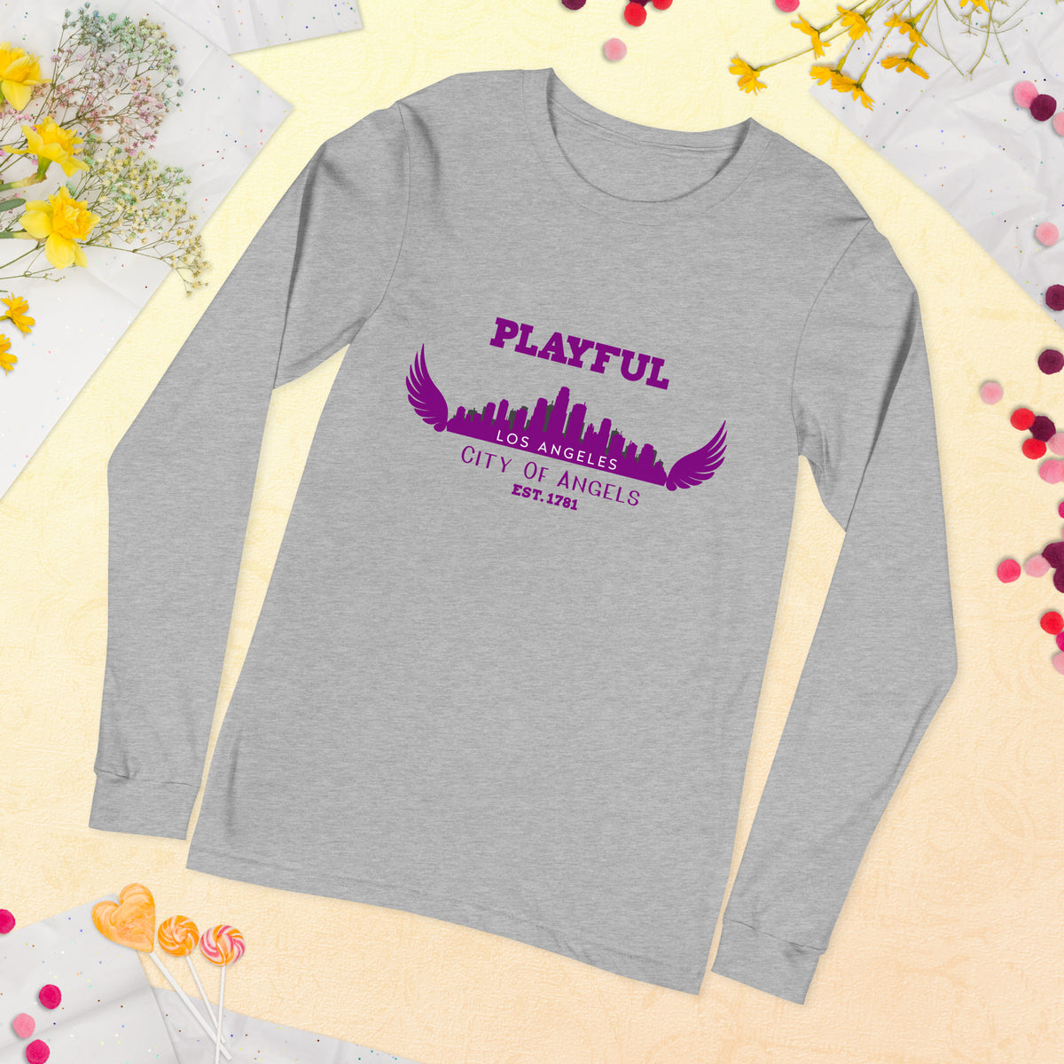 Playful Los Angeles City of Angels (Unisex) Long Sleeve Tee