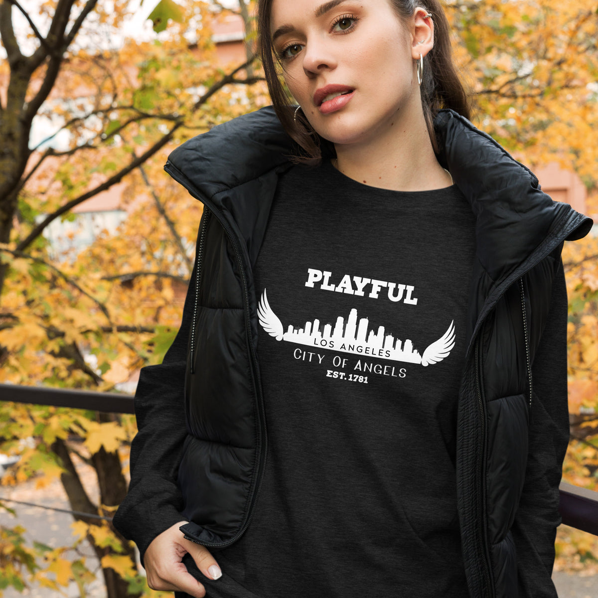 Playful Los Angeles City of Angels (Unisex) Long Sleeve Tee