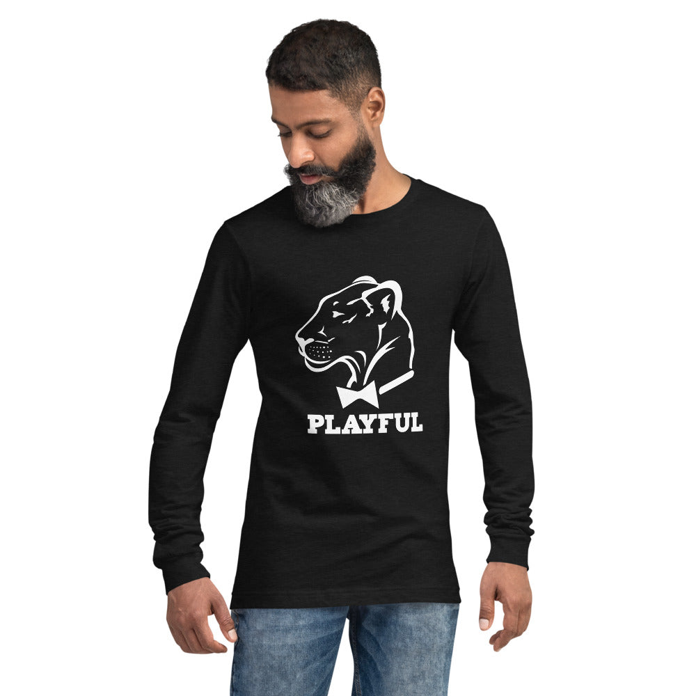 Playful Classic White Logo (Unisex) Long Sleeve Tee