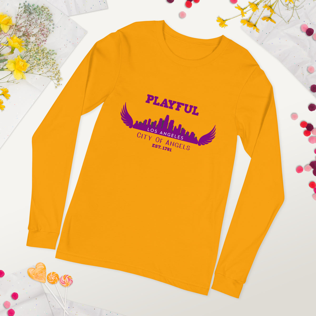 Playful Los Angeles City of Angels (Unisex) Long Sleeve Tee