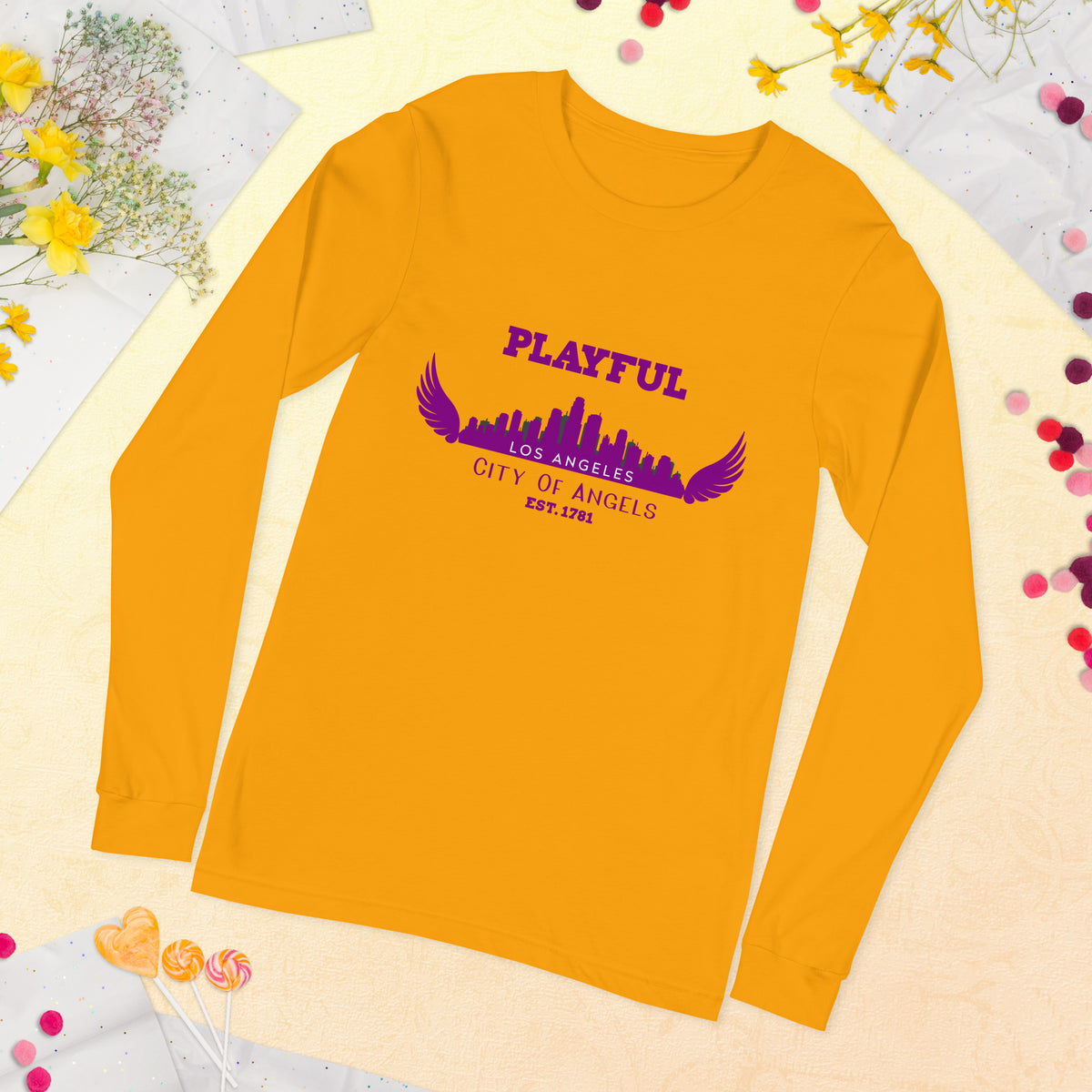 Playful Los Angeles City of Angels (Unisex) Long Sleeve Tee