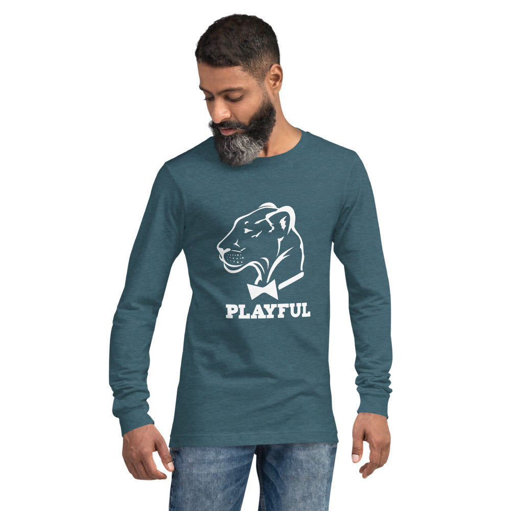 Playful Classic White Logo (Unisex) Long Sleeve Tee