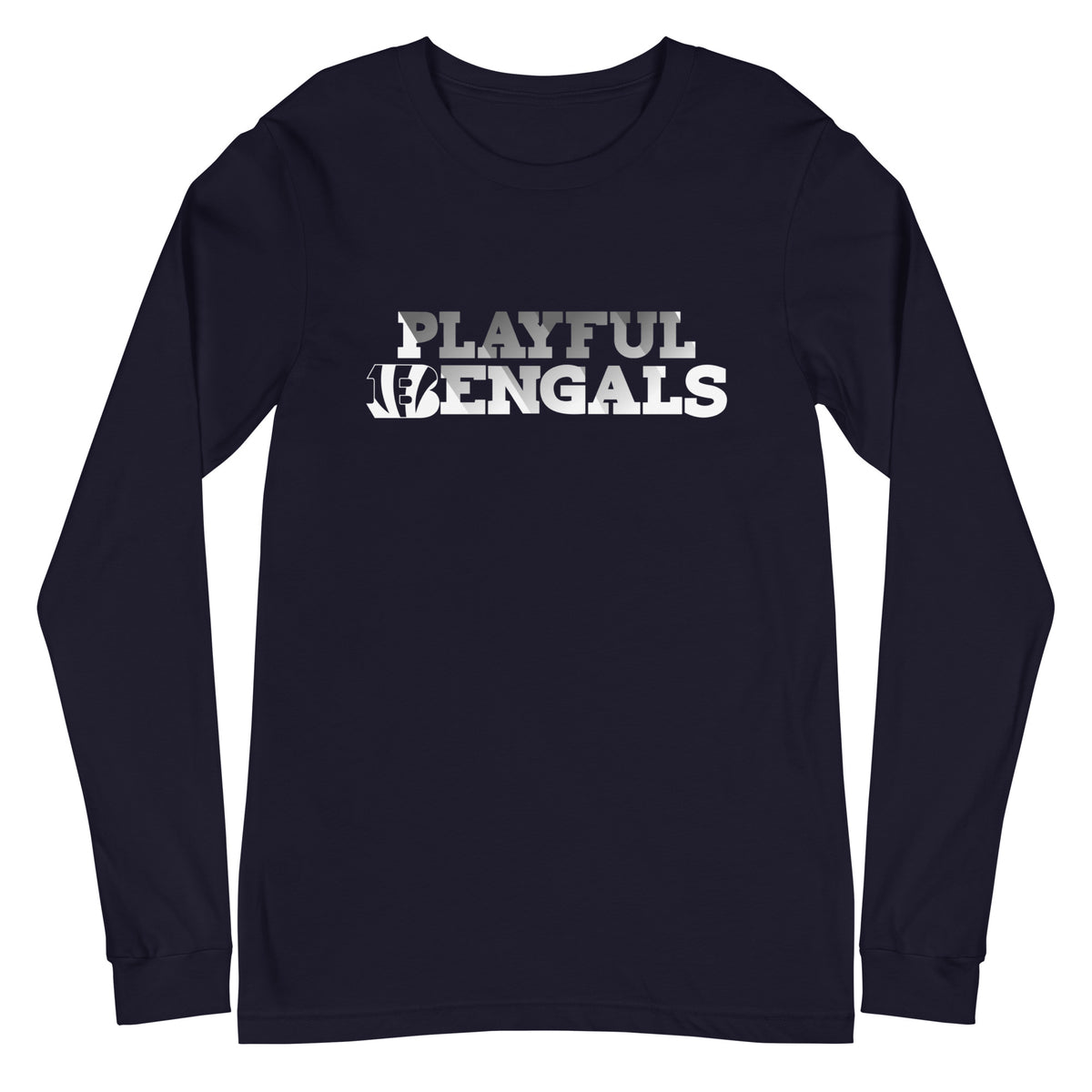 Playful Bengals Black/White (Unisex) Long Sleeve Tee