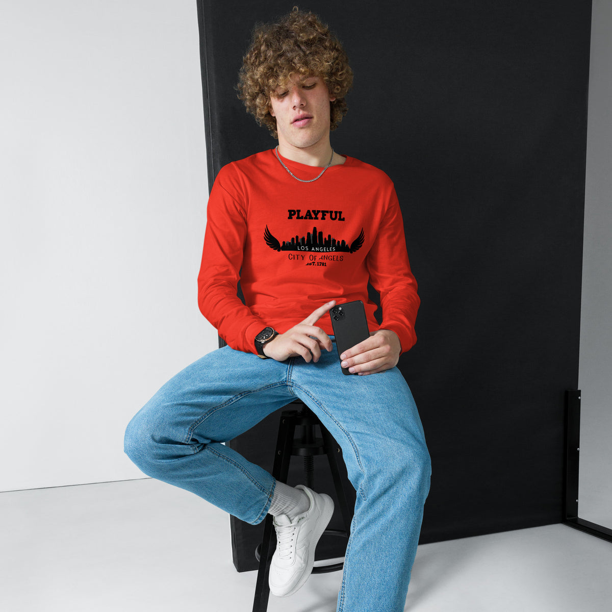 Playful Los Angeles City of Angels (Unisex) Long Sleeve Tee