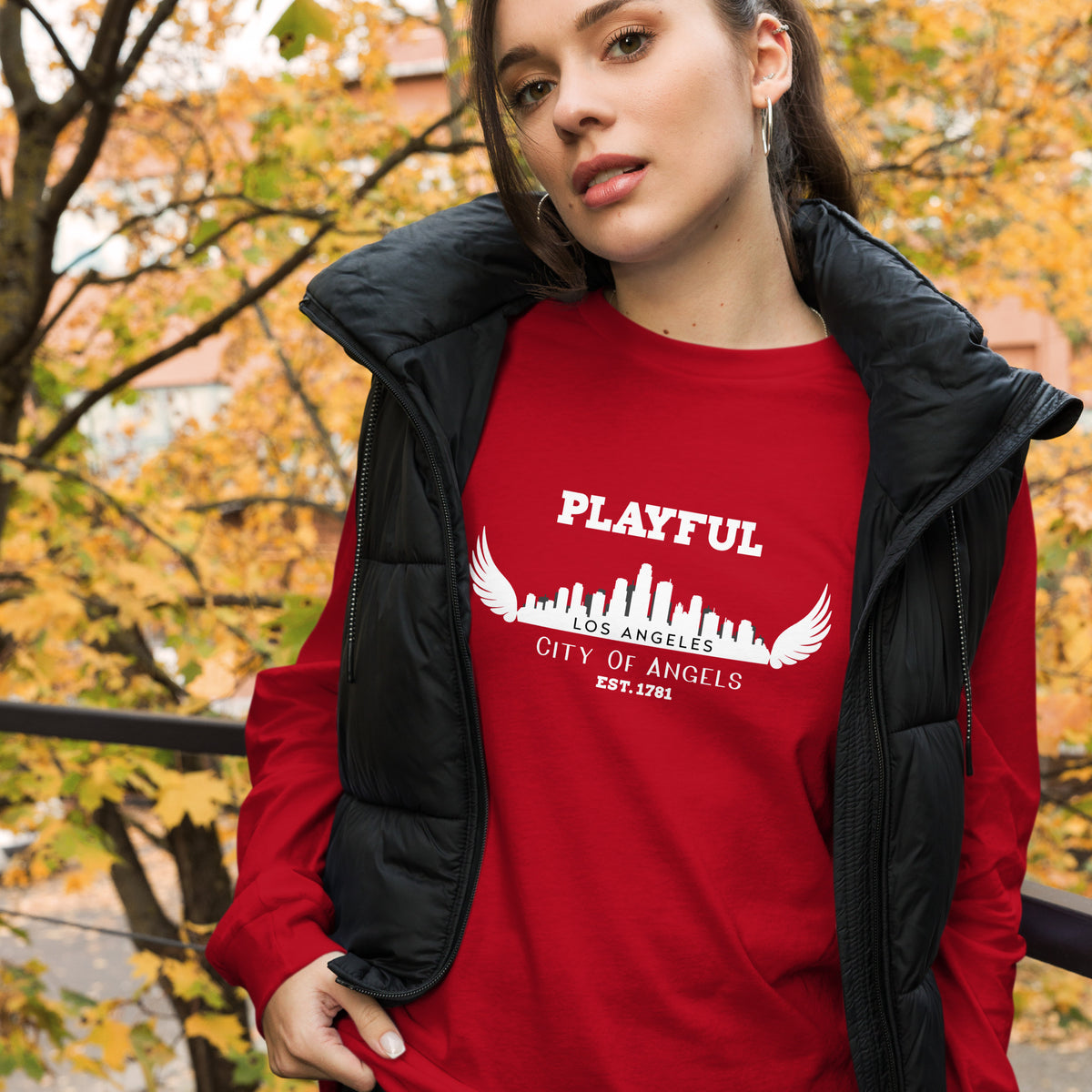 Playful Los Angeles City of Angels (Unisex) Long Sleeve Tee