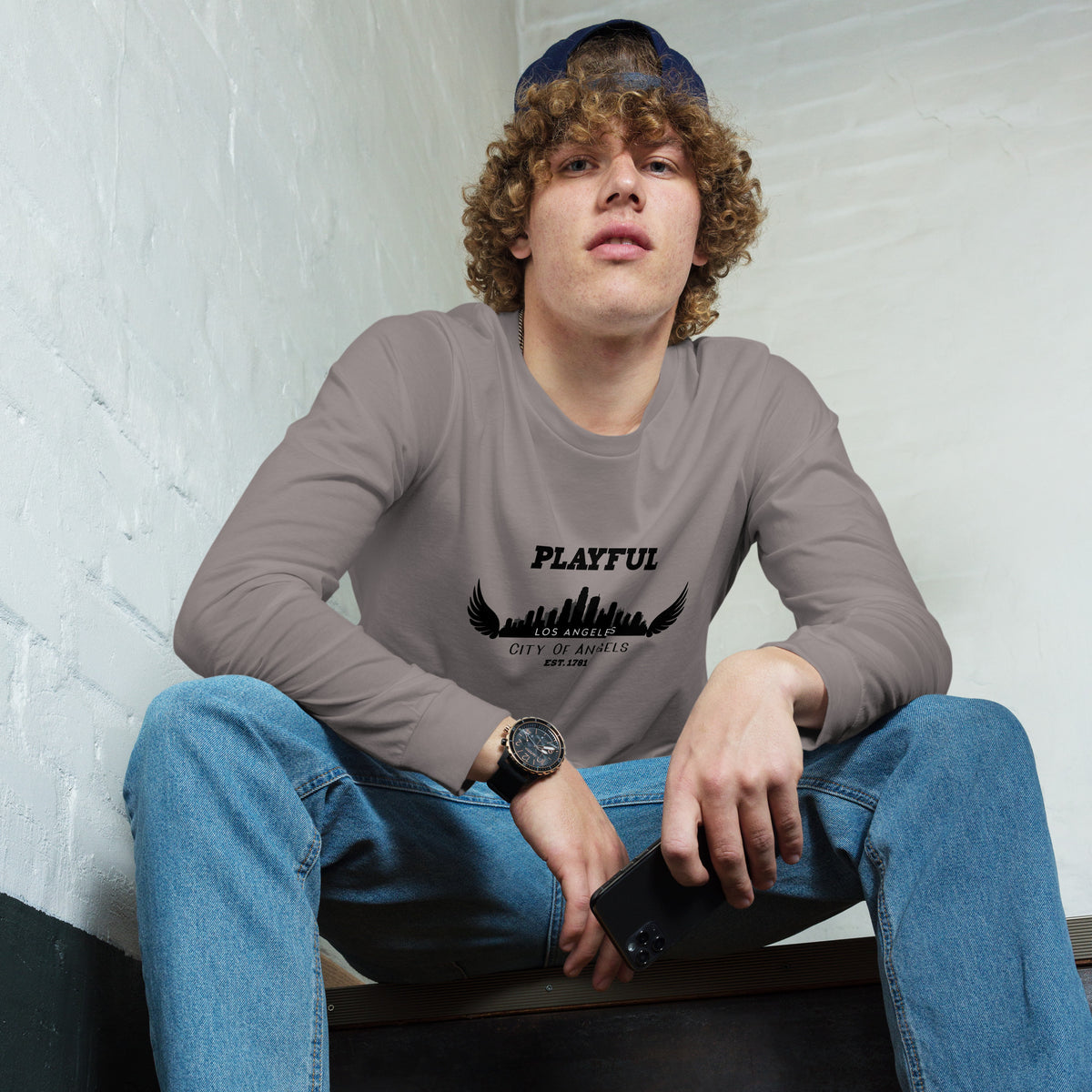 Playful Los Angeles City of Angels (Unisex) Long Sleeve Tee
