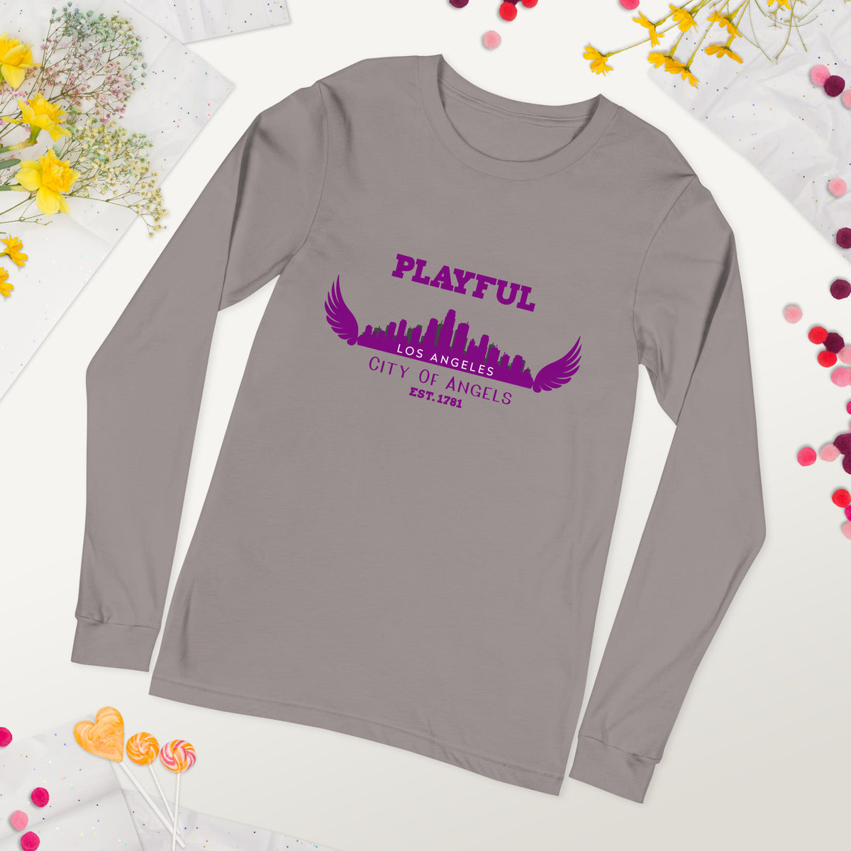 Playful Los Angeles City of Angels (Unisex) Long Sleeve Tee