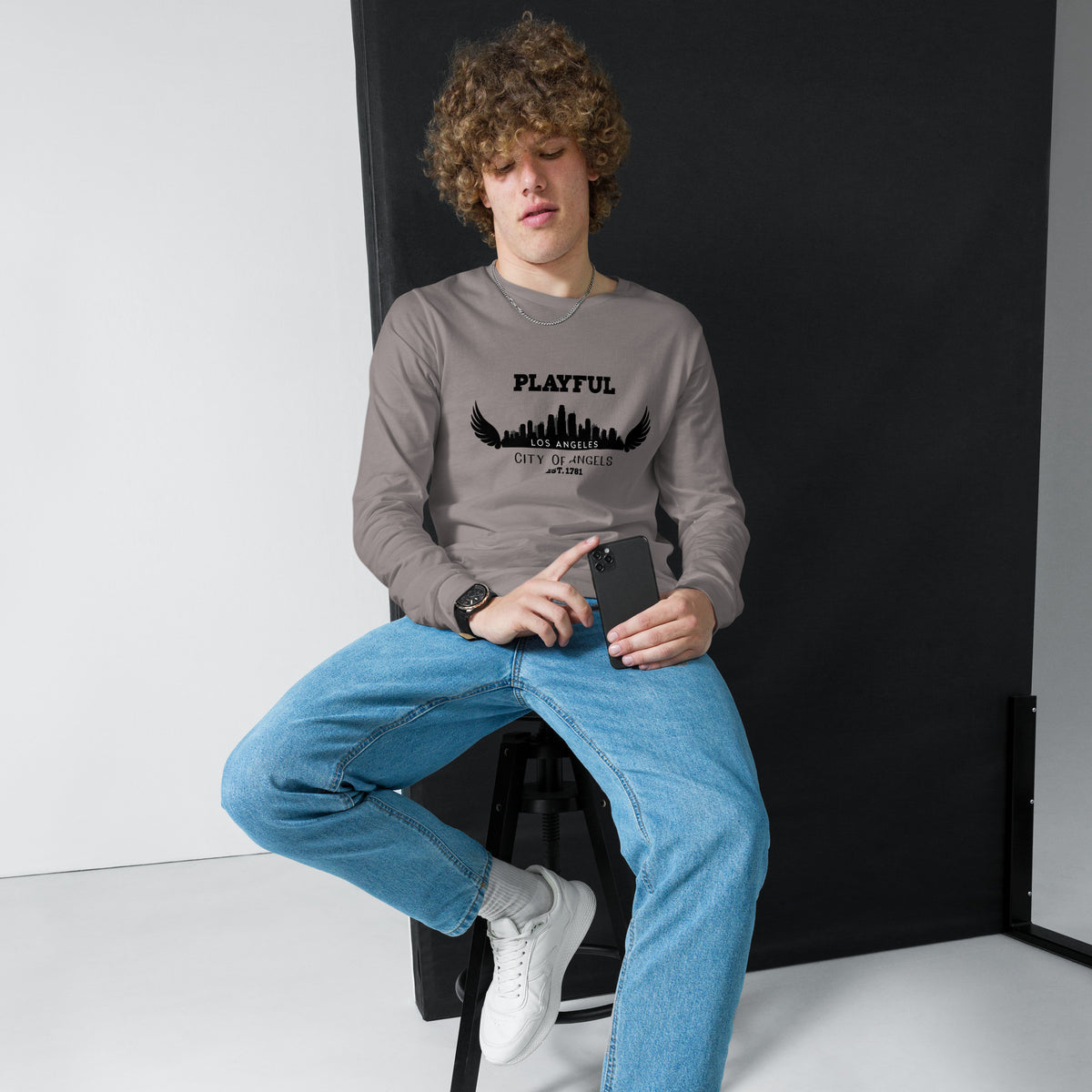Playful Los Angeles City of Angels (Unisex) Long Sleeve Tee