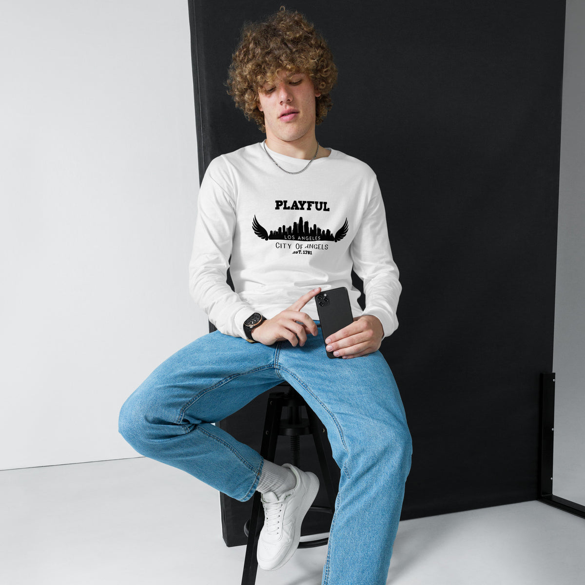 Playful Los Angeles City of Angels (Unisex) Long Sleeve Tee
