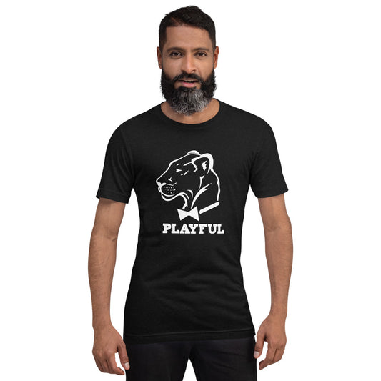 Playful Classic White Logo Short-Sleeve (Unisex) T-Shirt