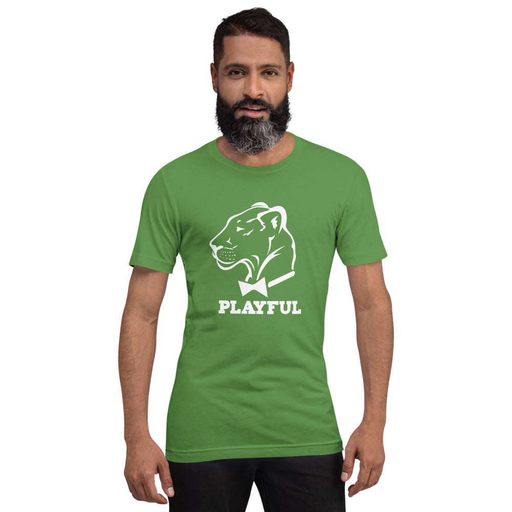 Playful Classic White Logo Short-Sleeve (Unisex) T-Shirt
