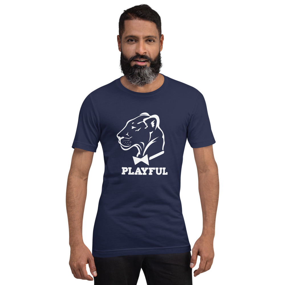 Playful Classic White Logo Short-Sleeve (Unisex) T-Shirt