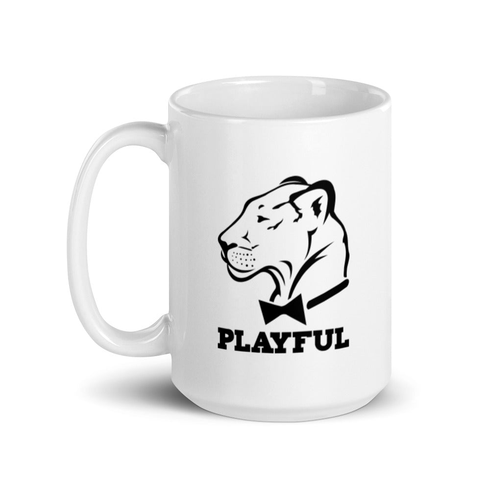 Playful White Glossy Mug