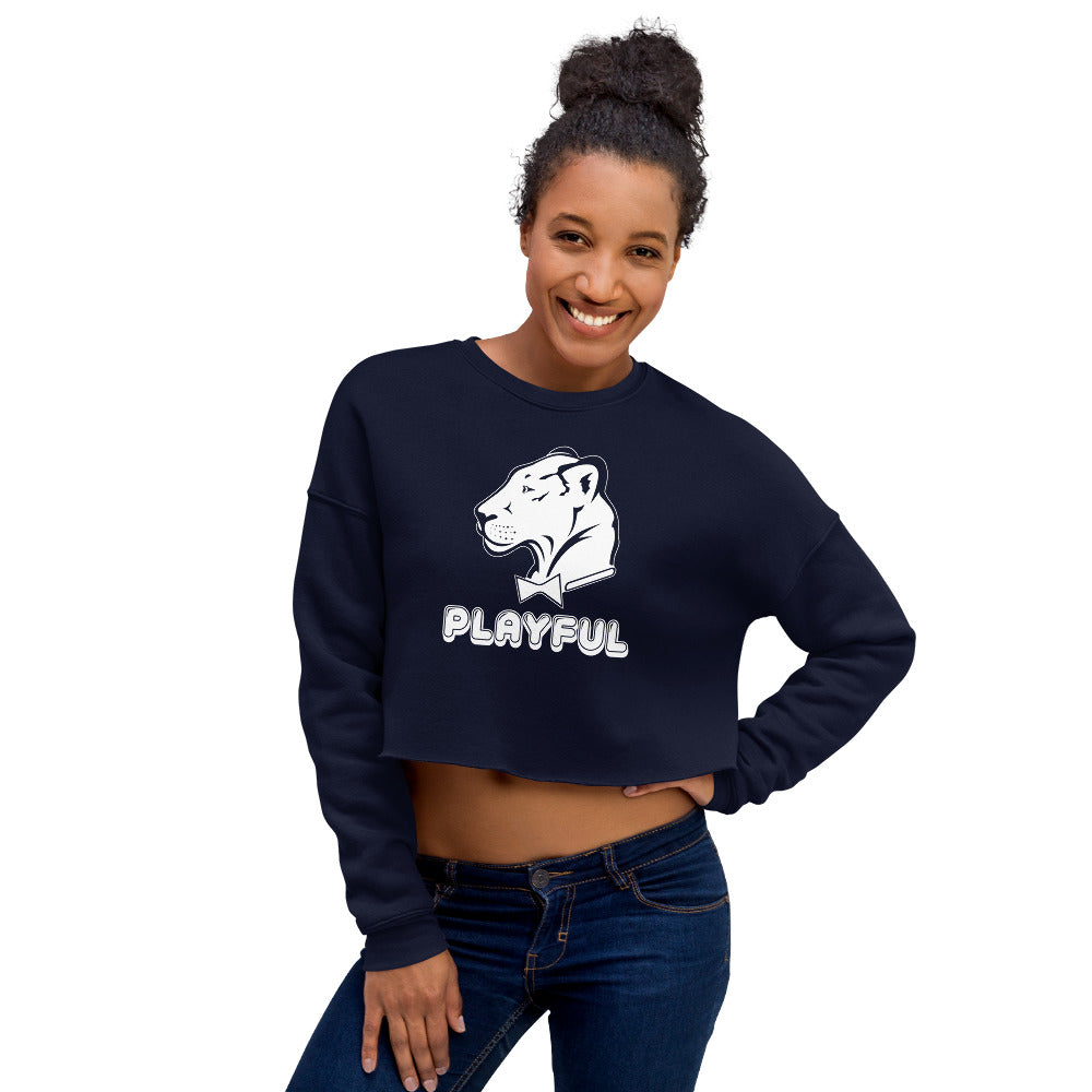 Playful Bubble White Logo Ladies Crop Sweatshirt