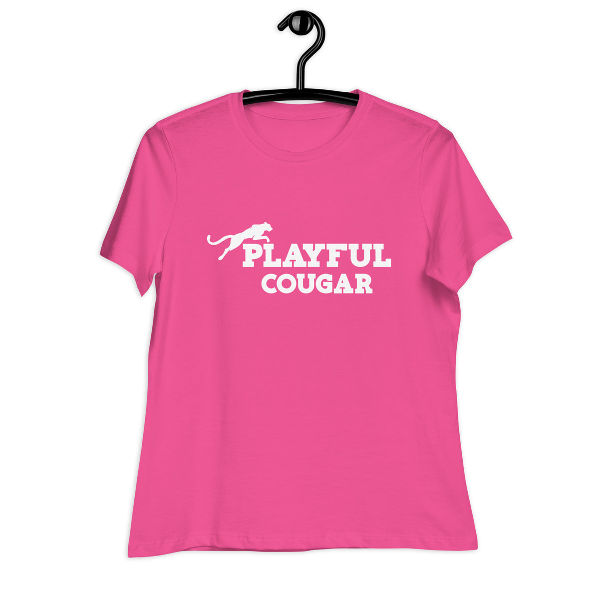 Playful Cougar (White) Ladies Relaxed T-Shirt