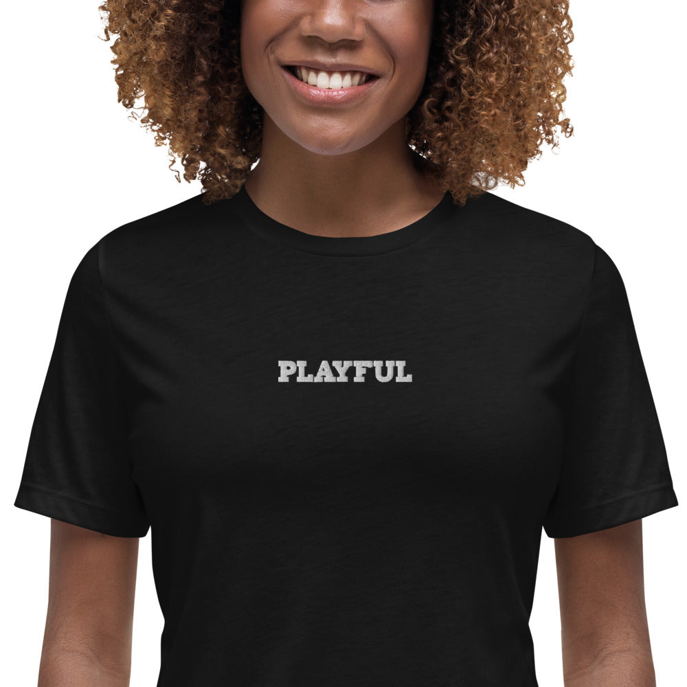 Playful Ladies Embroidered Relaxed T-Shirt