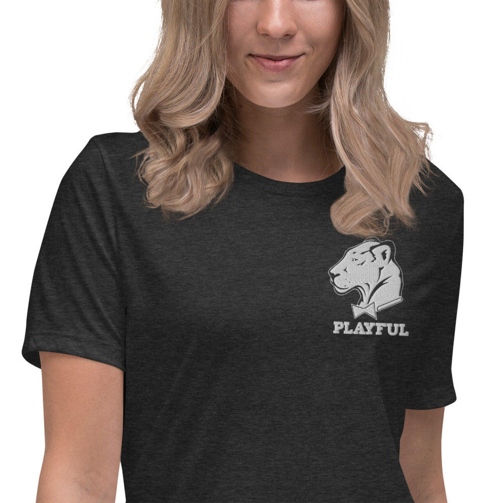 Playful Ladies Embroidered Logo Relaxed T-Shirt