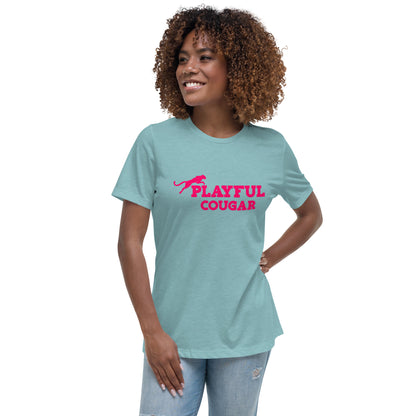 Playful Cougar (Pink) Ladies Relaxed T-Shirt