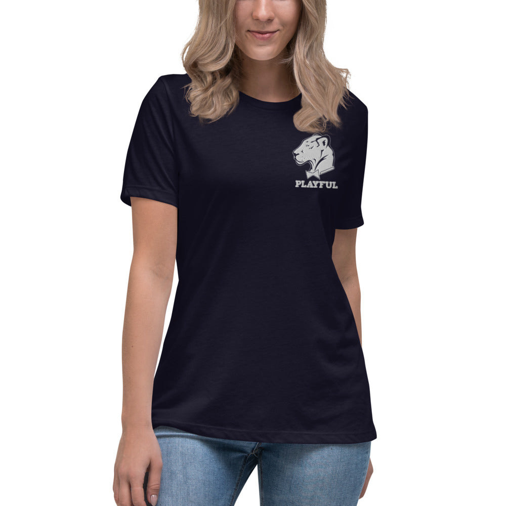 Playful Ladies Embroidered Logo Relaxed T-Shirt