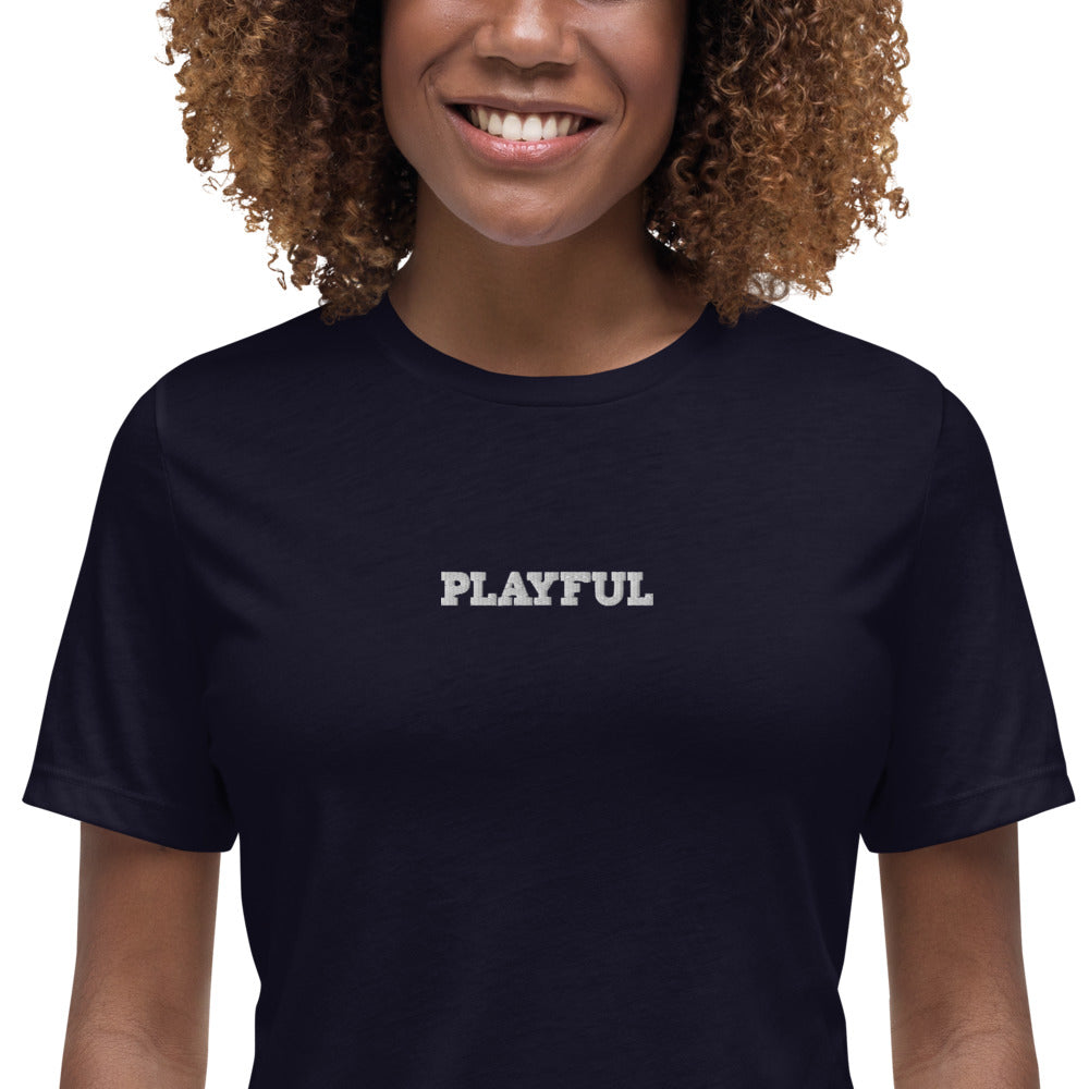 Playful Ladies Embroidered Relaxed T-Shirt