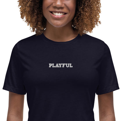 Playful Ladies Embroidered Relaxed T-Shirt