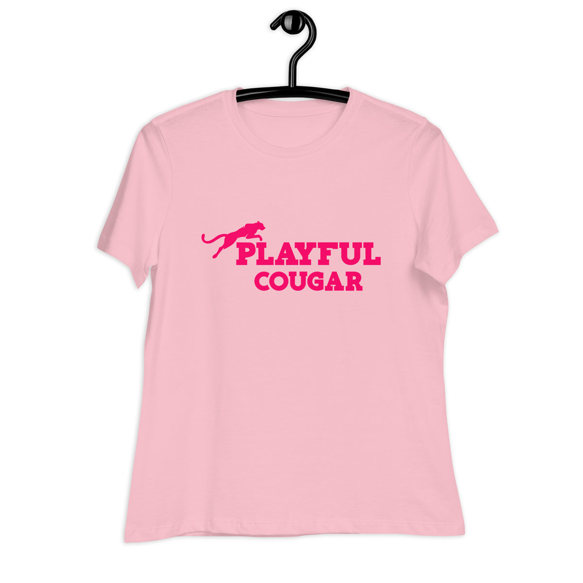 Playful Cougar (Pink) Ladies Relaxed T-Shirt