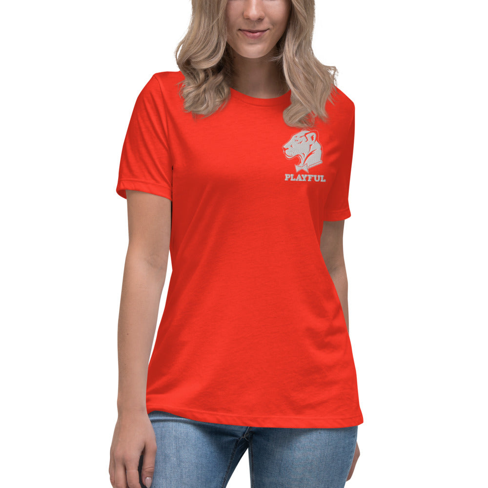 Playful Ladies Embroidered Logo Relaxed T-Shirt