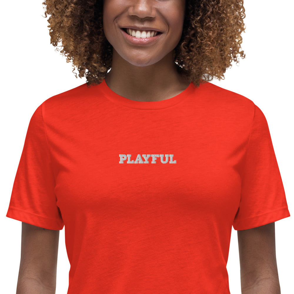 Playful Ladies Embroidered Relaxed T-Shirt