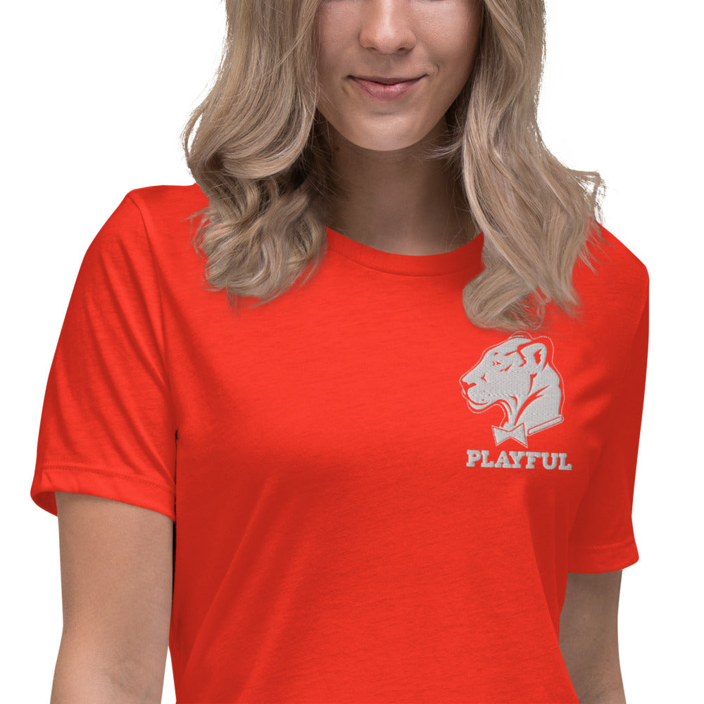 Playful Ladies Embroidered Logo Relaxed T-Shirt